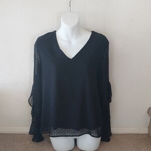 Elegant Black V-Neck Women's Top